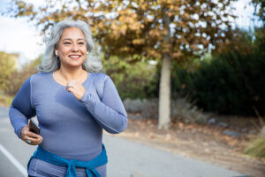 Woman With Gray Hair Running