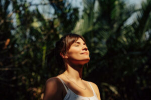 Woman looking to the sky